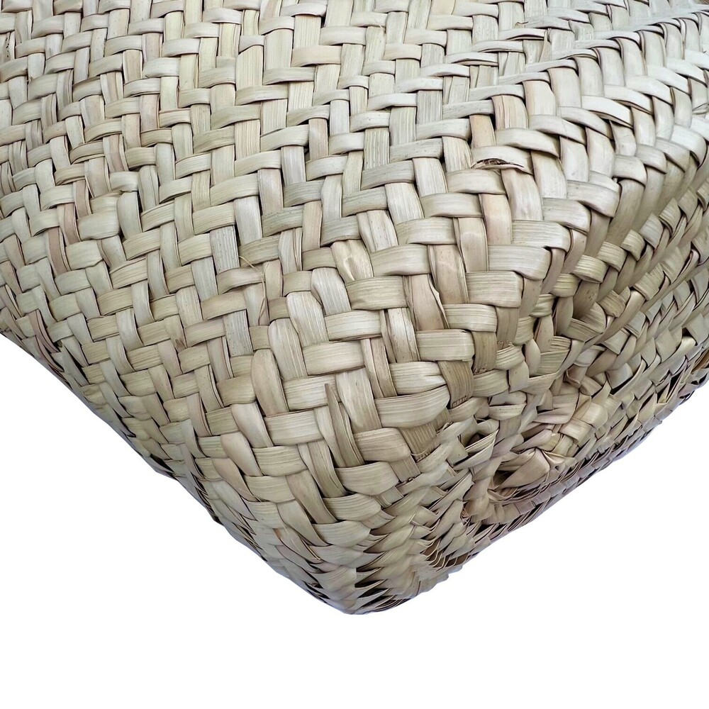 Celine Triomphe Panier Tote Bag Basket Handbag Raffia Calfskin Brown Tan - Picture 5 of 7